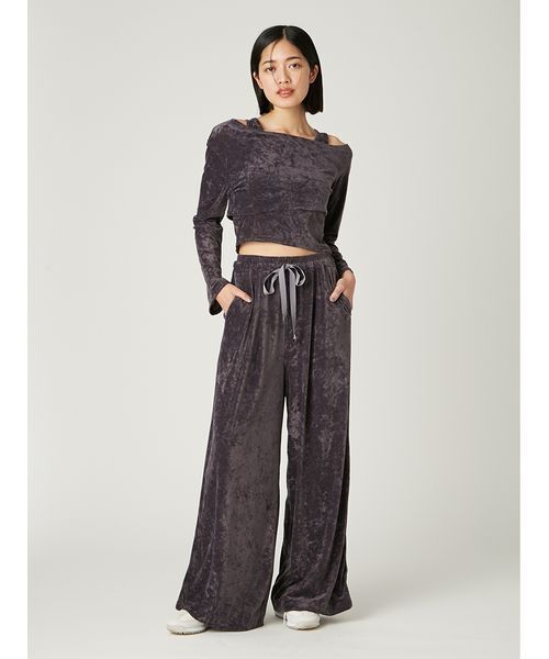 FRAY I.D（フレイアイディー）の「クラッシュベロアドロストワイドパンツ（その他パンツ・レディース・グレー/チャコールグレー/アイボリー・1/0）」の12枚目の写真