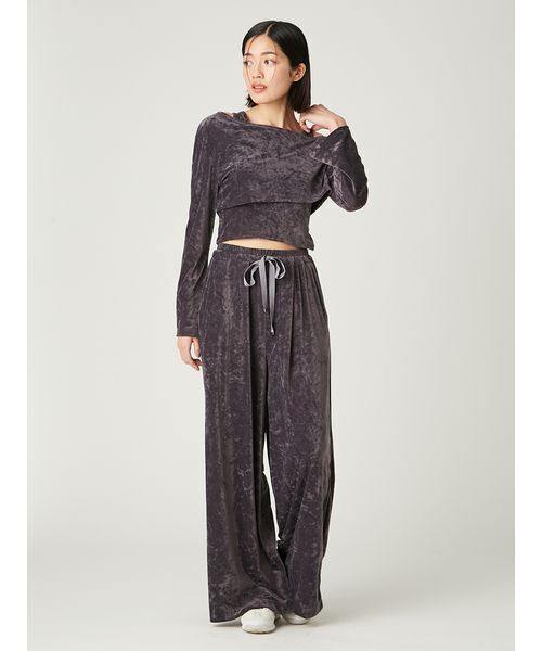 FRAY I.D（フレイアイディー）の「クラッシュベロアドロストワイドパンツ（その他パンツ・レディース・グレー/チャコールグレー/アイボリー・1/0）」の13枚目の写真