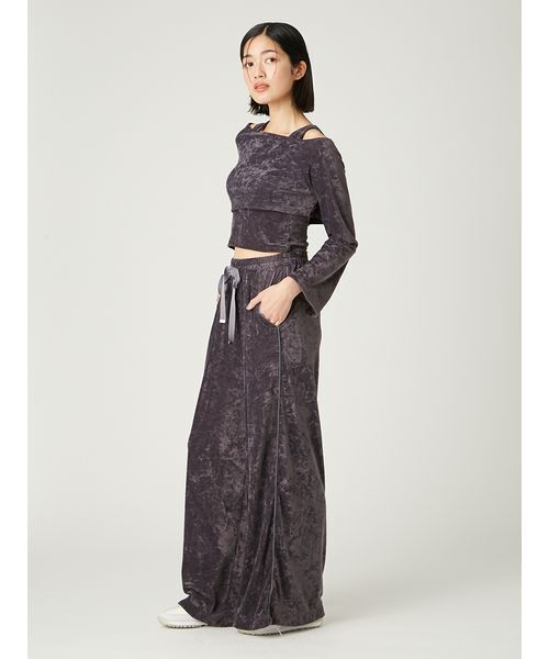 FRAY I.D（フレイアイディー）の「クラッシュベロアドロストワイドパンツ（その他パンツ・レディース・グレー/チャコールグレー/アイボリー・1/0）」の14枚目の写真