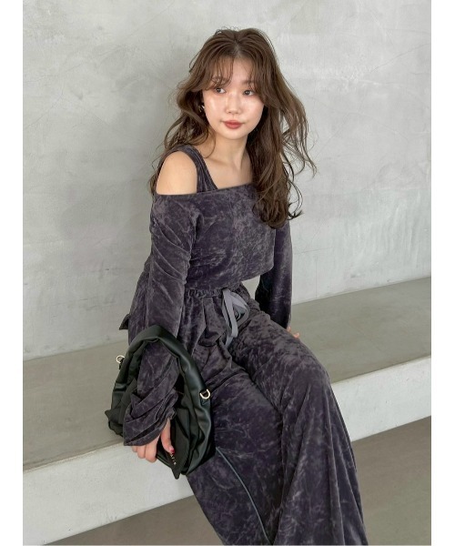 FRAY I.D（フレイアイディー）の「クラッシュベロアドロストワイドパンツ（その他パンツ・レディース・グレー/チャコールグレー/アイボリー・1/0）」の20枚目の写真