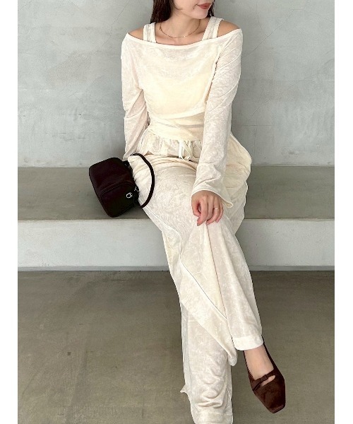 FRAY I.D（フレイアイディー）の「クラッシュベロアドロストワイドパンツ（その他パンツ・レディース・グレー/チャコールグレー/アイボリー・1/0）」の22枚目の写真