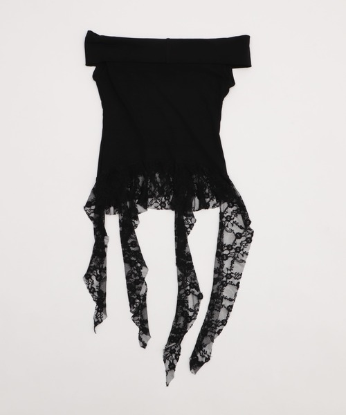 Figments（フィグメンツ）の「ゴシックサイドレースフリルトップ（タンクトップ・レディース・ブラック/ホワイト・FREE）」の4枚目の写真