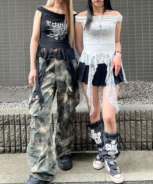 Figments（フィグメンツ）の「ゴシックサイドレースフリルトップ（タンクトップ・レディース・ブラック/ホワイト・FREE）」の18枚目の写真