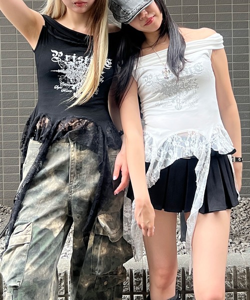 Figments（フィグメンツ）の「ゴシックサイドレースフリルトップ（タンクトップ・レディース・ブラック/ホワイト・FREE）」の16枚目の写真