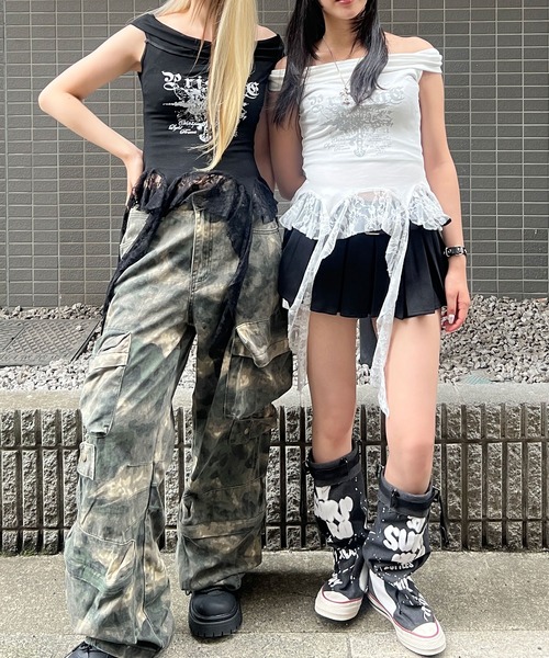 Figments（フィグメンツ）の「ゴシックサイドレースフリルトップ（タンクトップ・レディース・ブラック/ホワイト・FREE）」の10枚目の写真