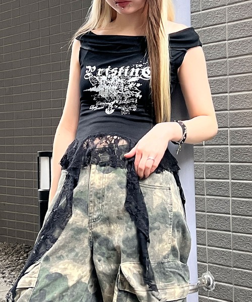 Figments（フィグメンツ）の「ゴシックサイドレースフリルトップ（タンクトップ・レディース・ブラック/ホワイト・FREE）」の21枚目の写真