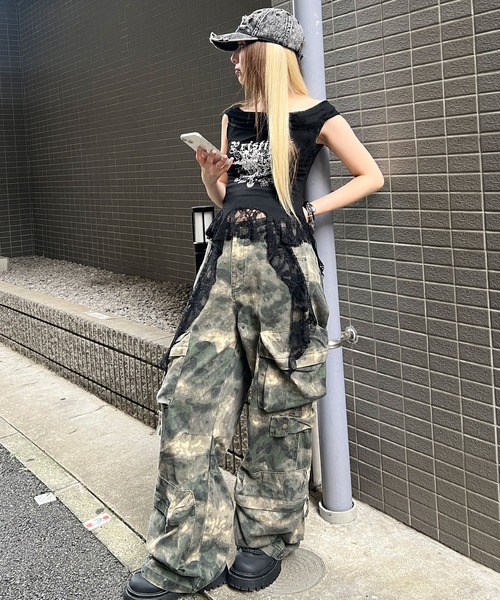 Figments（フィグメンツ）の「ゴシックサイドレースフリルトップ（タンクトップ・レディース・ブラック/ホワイト・FREE）」の11枚目の写真