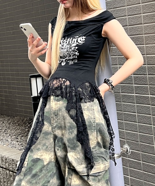 Figments（フィグメンツ）の「ゴシックサイドレースフリルトップ（タンクトップ・レディース・ブラック/ホワイト・FREE）」の20枚目の写真