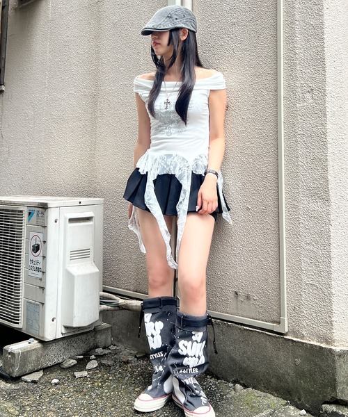 Figments（フィグメンツ）の「ゴシックサイドレースフリルトップ（タンクトップ・レディース・ブラック/ホワイト・FREE）」の8枚目の写真