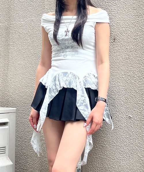 Figments（フィグメンツ）の「ゴシックサイドレースフリルトップ（タンクトップ・レディース・ブラック/ホワイト・FREE）」の19枚目の写真