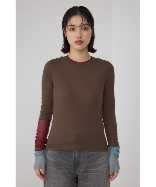 PLUS（プラス）の「【PLUS】シアードッキングトップス（Tシャツ/カットソー・レディース・ブラウン/アイボリー/ブラック/グレー・FREE）」の9枚目の写真