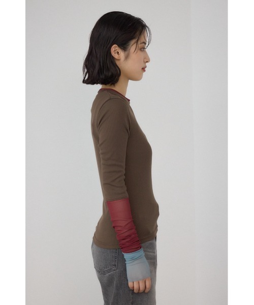 PLUS（プラス）の「【PLUS】シアードッキングトップス（Tシャツ/カットソー・レディース・ブラウン/アイボリー/ブラック/グレー・FREE）」の11枚目の写真