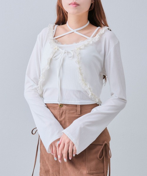 OLIVE des OLIVE(オリーブデオリーブ)の「レースフリルボレロセット(カーディガン/ボレロ・レディース・オフホワイト/ピンク/ブラウン/ブラック・FREE)」の20枚目の写真
