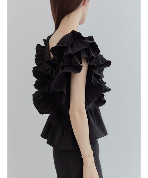 amel（エイメル）の「ラッフルフリルパフブラウス/ブラック（シャツ/ブラウス・レディース・ブラック・FREE）」の15枚目の写真