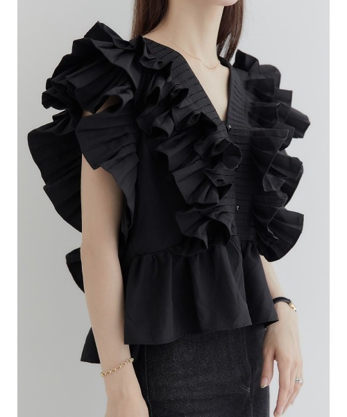 amel（エイメル）の「ラッフルフリルパフブラウス/ブラック（シャツ/ブラウス・レディース・ブラック・FREE）」の14枚目の写真