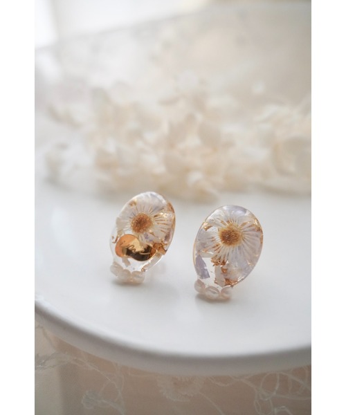 tone(トーン)の「【ime】小粒淡水パール付フラワーピアス(MA)(ピアス(両耳用)・レディース・ブルー/ピンク/オレンジ・FREE)」の13枚目の写真