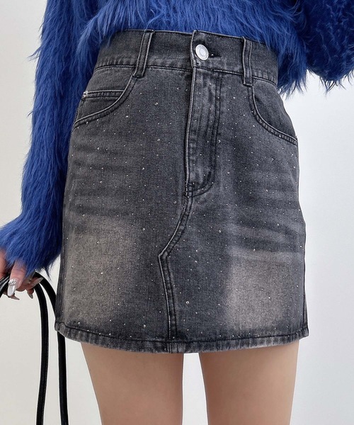 INGNI（イング）の「オーロラストーンデニムミニスカート（デニムスカート・レディース・ブルー系その他3/ブルー系その他/グレー・FREE）」の2枚目の写真