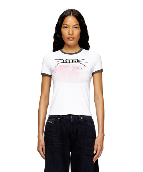 DIESEL（ディーゼル）の「ウィメンズ Tシャツ T-UNCUTIES-LONG-R13（Tシャツ/カットソー・レディース・ホワイト・MEDIUM/SMALL/X-SMALL/LARGE）」の4枚目の写真