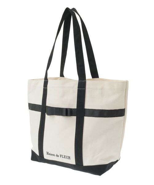 Maison de FLEUR（メゾンドフルール）の「マルチポケット帆布トートMバッグ（トートバッグ・レディース・ブラック/アイボリー・FREE）」の9枚目の写真