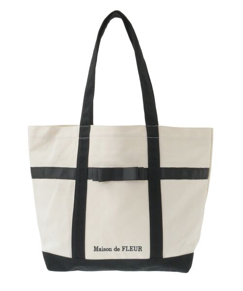 Maison de FLEUR（メゾンドフルール）の「マルチポケット帆布トートMバッグ（トートバッグ・レディース・ブラック/アイボリー・FREE）」の17枚目の写真