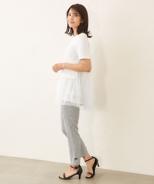 TO BE CHIC（トゥー ビー シック）の「チュールネットコンビ チュニック（チュニック・レディース・オフホワイト/ブラック/ピンク系その他2・40）」の4枚目の写真