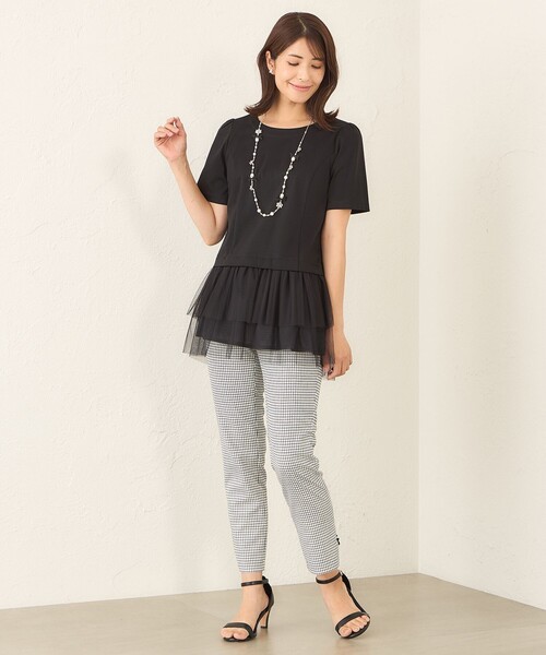 TO BE CHIC（トゥー ビー シック）の「チュールネットコンビ チュニック（チュニック・レディース・オフホワイト/ブラック/ピンク系その他2・40）」の7枚目の写真