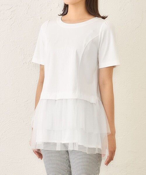 TO BE CHIC（トゥー ビー シック）の「チュールネットコンビ チュニック（チュニック・レディース・オフホワイト/ブラック/ピンク系その他2・40）」の13枚目の写真