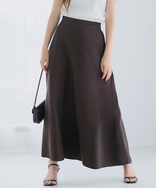 coca（coca）（コカ）の「ニットAラインスカート（スカート・レディース・ブラック/ダークブラウン・S/M/L）」の2枚目の写真