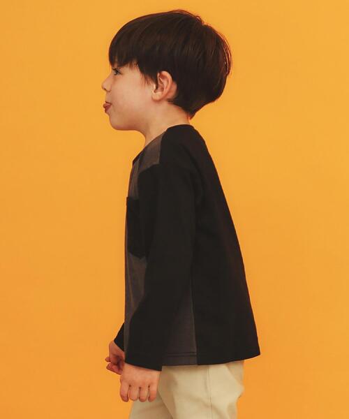 THE SHOP TK （ザ ショップ ティーケー ）の「【110-160/洗濯機OK】切り替え長袖Tシャツ（Tシャツ/カットソー・キッズ・ホワイト系7/グレー系4/ブラック系4/ブルー系4・16/15 /14/13/12/11）」の6枚目の写真