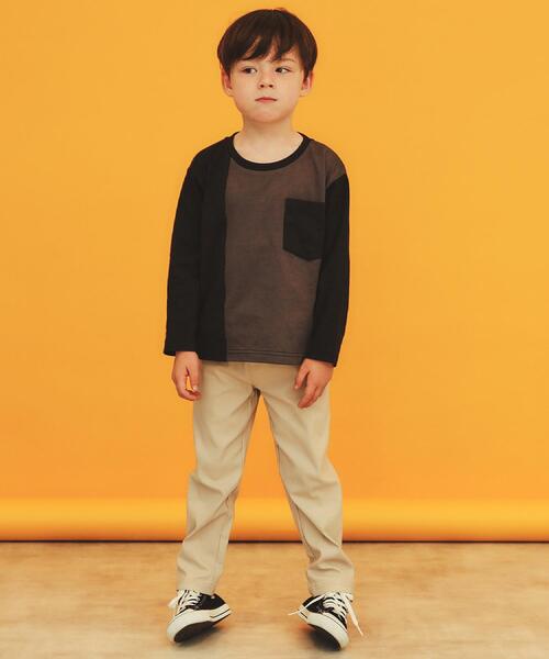 THE SHOP TK （ザ ショップ ティーケー ）の「【110-160/洗濯機OK】切り替え長袖Tシャツ（Tシャツ/カットソー・キッズ・ホワイト系7/グレー系4/ブラック系4/ブルー系4・16/15 /14/13/12/11）」の7枚目の写真