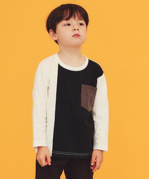 THE SHOP TK （ザ ショップ ティーケー ）の「【110-160/洗濯機OK】切り替え長袖Tシャツ（Tシャツ/カットソー・キッズ・ホワイト系7/グレー系4/ブラック系4/ブルー系4・16/15 /14/13/12/11）」の10枚目の写真