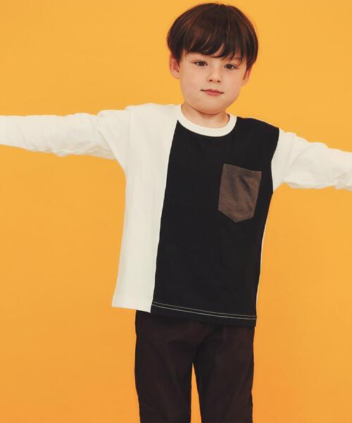 THE SHOP TK （ザ ショップ ティーケー ）の「【110-160/洗濯機OK】切り替え長袖Tシャツ（Tシャツ/カットソー・キッズ・ホワイト系7/グレー系4/ブラック系4/ブルー系4・16/15 /14/13/12/11）」の11枚目の写真