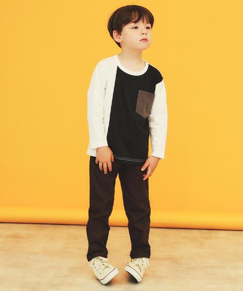 THE SHOP TK （ザ ショップ ティーケー ）の「【110-160/洗濯機OK】切り替え長袖Tシャツ（Tシャツ/カットソー・キッズ・ホワイト系7/グレー系4/ブラック系4/ブルー系4・16/15 /14/13/12/11）」の12枚目の写真