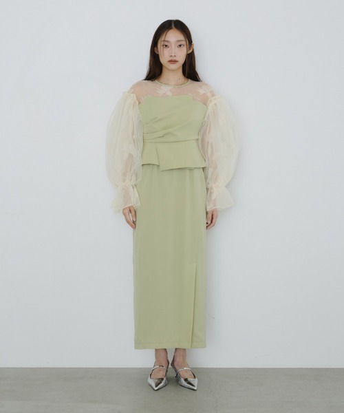 セール】ドレープビスチェフロッキードレス / draped bustier flocky