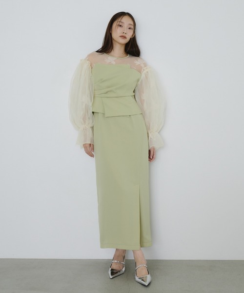 セール】ドレープビスチェフロッキードレス / draped bustier flocky