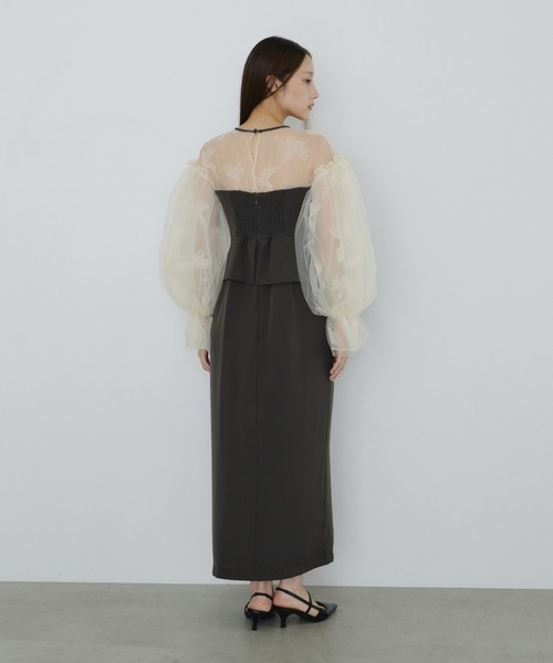 セール】ドレープビスチェフロッキードレス / draped bustier flocky