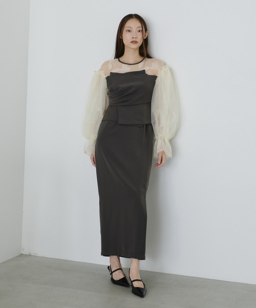 セール】ドレープビスチェフロッキードレス / draped bustier flocky