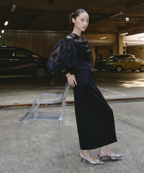 セール】ドレープビスチェフロッキードレス / draped bustier flocky