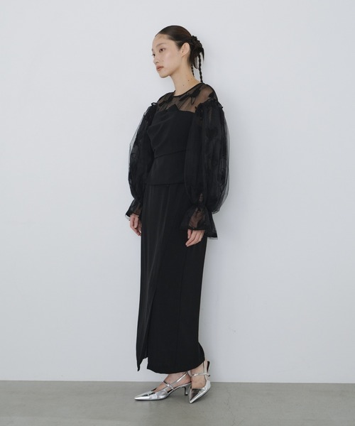 セール】ドレープビスチェフロッキードレス / draped bustier flocky