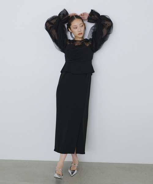 セール】ドレープビスチェフロッキードレス / draped bustier flocky