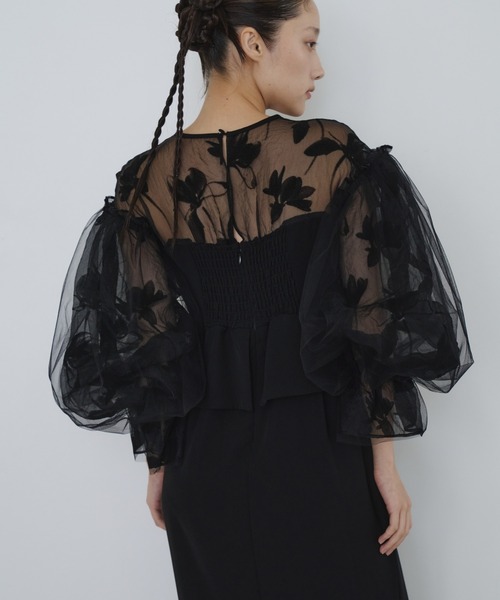 ドレープビスチェフロッキードレス / draped bustier flocky dress