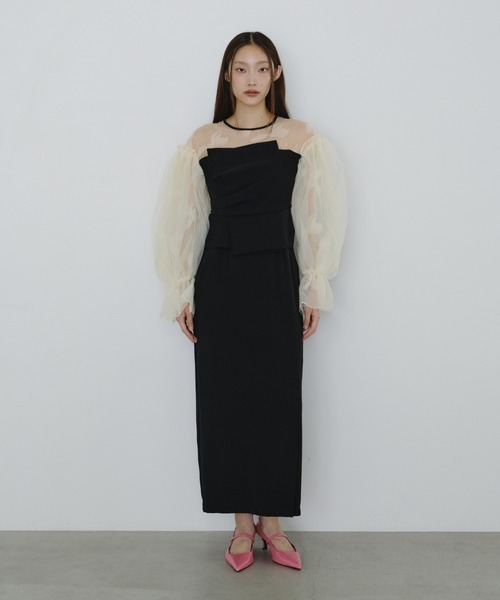 セール】ドレープビスチェフロッキードレス / draped bustier flocky