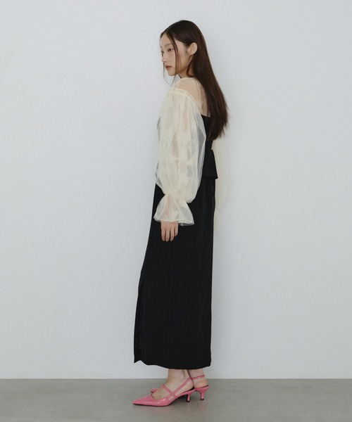 ドレープビスチェフロッキードレス / draped bustier flocky dress