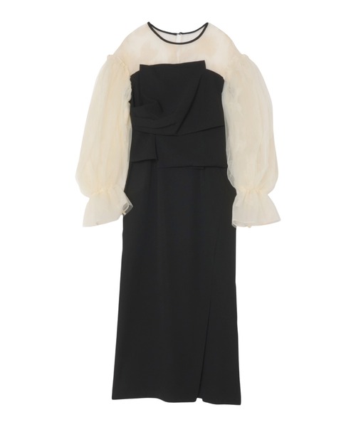 ANDRESD(アンドレスド)の「ドレープビスチェフロッキードレス / draped bustier flocky dress(ドレス・レディース・ライトグリーン/ブラック/ベージュ×ブラック/ブラウン系その他・S/L/M)」の16枚目の写真