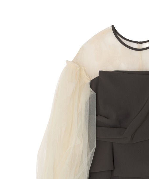 ANDRESD(アンドレスド)の「ドレープビスチェフロッキードレス / draped bustier flocky dress(ドレス・レディース・ライトグリーン/ブラック/ベージュ×ブラック/ブラウン系その他・S/L/M)」の9枚目の写真