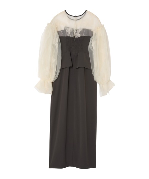 ANDRESD(アンドレスド)の「ドレープビスチェフロッキードレス / draped bustier flocky dress(ドレス・レディース・ライトグリーン/ブラック/ベージュ×ブラック/ブラウン系その他・S/L/M)」の8枚目の写真