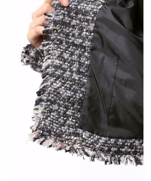 jouetie（ジュエティ）の「【PosTokyo】ノーカラーツイードジャケット（ノーカラージャケット・レディース・ブラック/ボルドー・MEDIUM）」の20枚目の写真