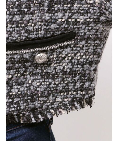 jouetie（ジュエティ）の「【PosTokyo】ノーカラーツイードジャケット（ノーカラージャケット・レディース・ブラック/ボルドー・MEDIUM）」の19枚目の写真