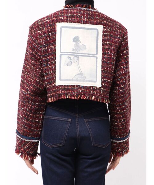 jouetie（ジュエティ）の「【PosTokyo】ノーカラーツイードジャケット（ノーカラージャケット・レディース・ブラック/ボルドー・MEDIUM）」の16枚目の写真