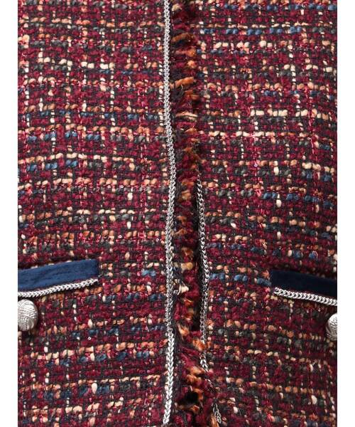 jouetie（ジュエティ）の「【PosTokyo】ノーカラーツイードジャケット（ノーカラージャケット・レディース・ブラック/ボルドー・MEDIUM）」の14枚目の写真